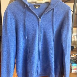 Heather blue JCrew cashmere zip hoodie - size medium